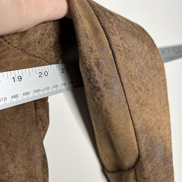 Silence + Noise Jacket Womens Large Brown Asymmetric Zip Stretch Faux Suede Boho - Picture 3 of 11